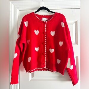 Valentines Day Red Heart Cardigan